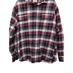 Jachs Mens XL Red/Black/White Plaid Flannel Button-Up Shirt